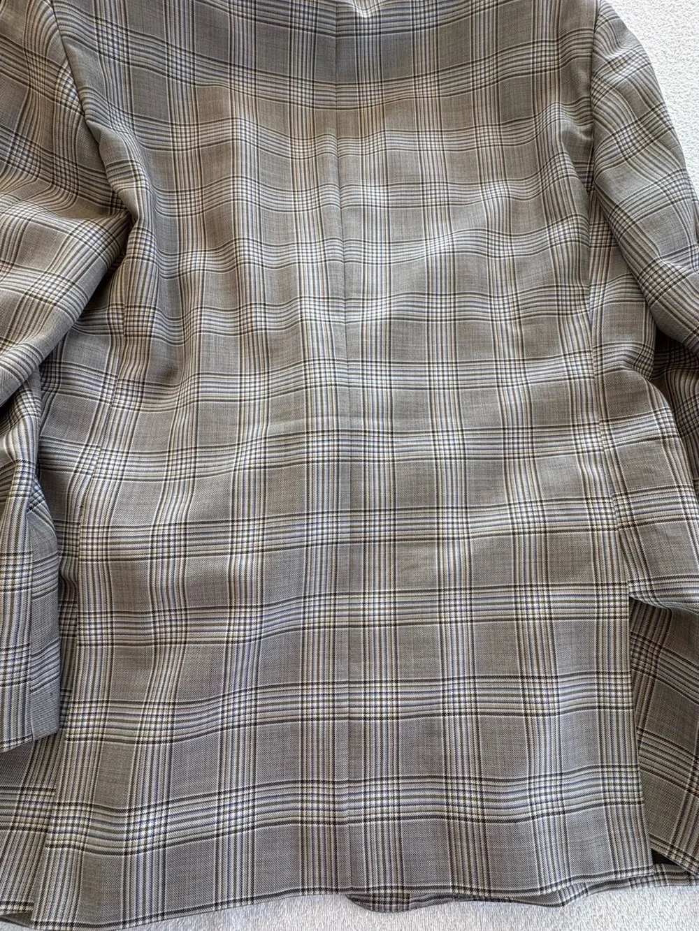 Nordstrom Marlane Fairway Brown Blue Glen Plaid Wool Blazer 46L